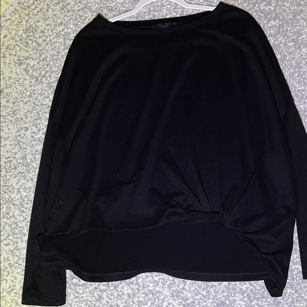 All Saints Black Long Sleeve Top with Knot Detail - Picture 5 of 12